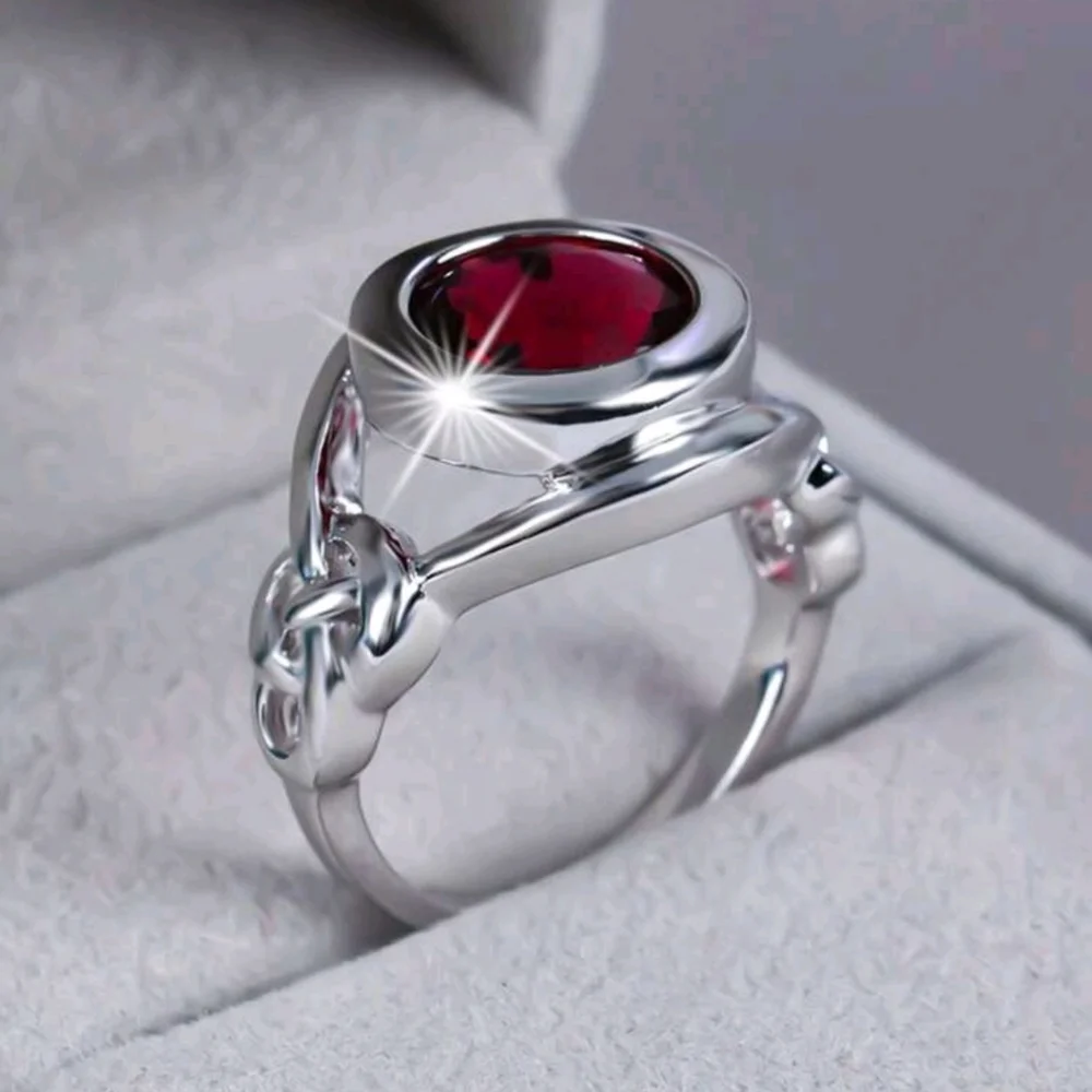 SALE ** BRAND NEW ** Elegant Silver Ring with Ruby Topaz Gemstone